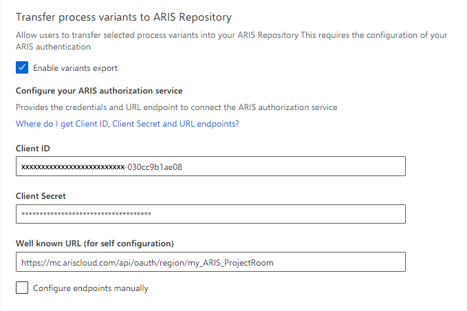 Configure variant transfer